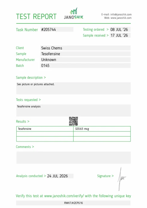 Tesofensine (0.25mg/capsule), 60 Capsules lab report